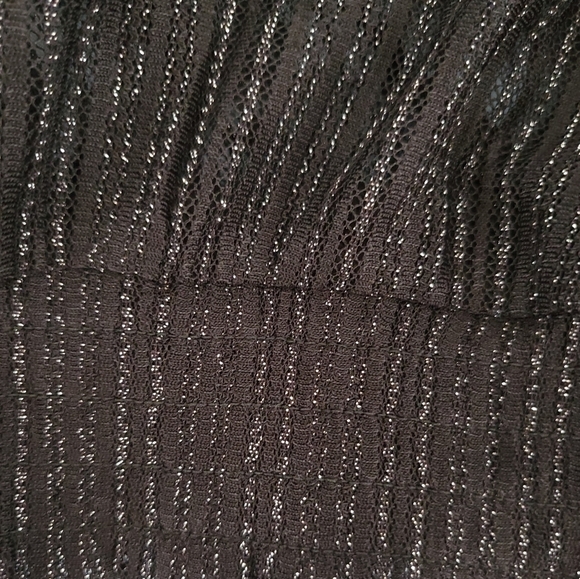 New Semi-Sheer Black Glitter Mockneck Blouse Long Sleeve Top Sheer Turtleneck - Picture 8 of 11